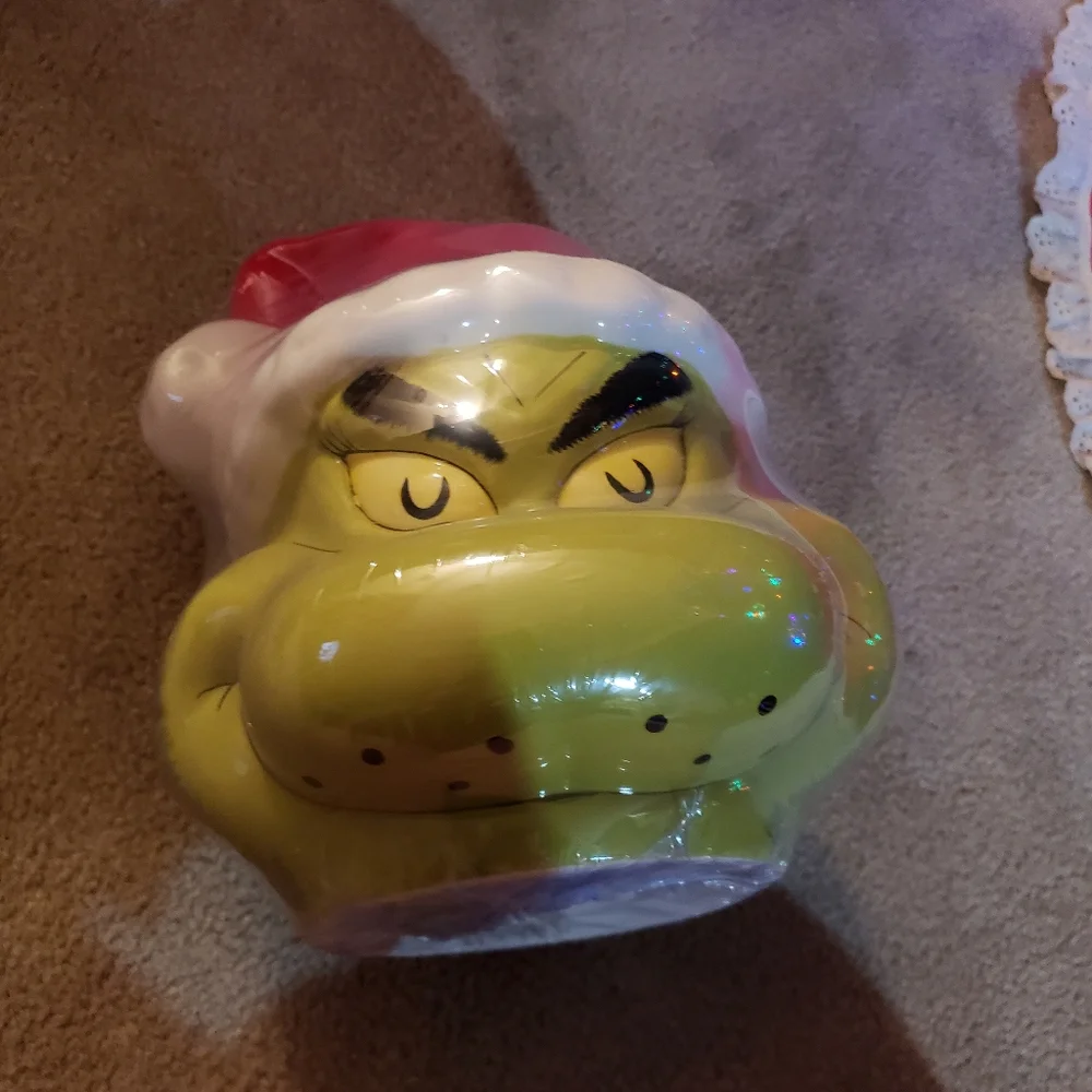Grinch Cookie Jar Canister New